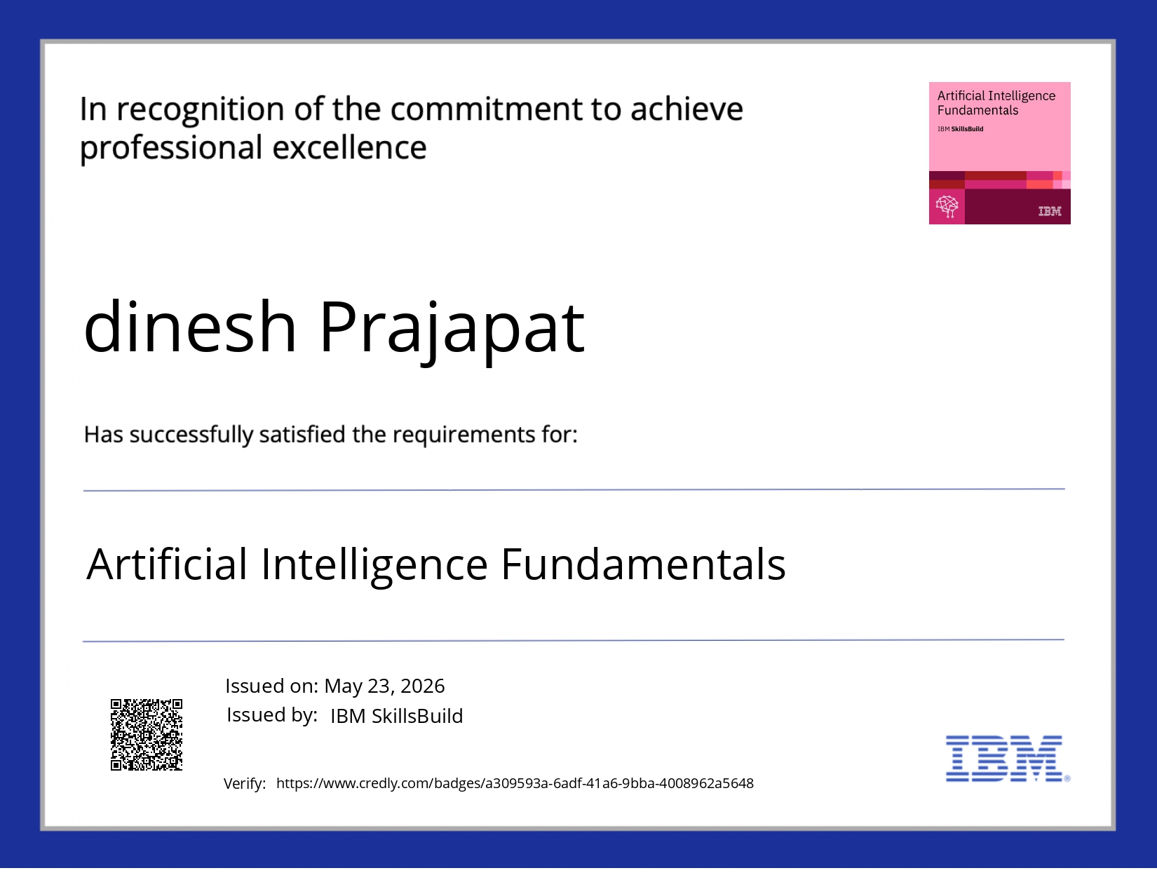 IBM AI Fundamentals Certificate